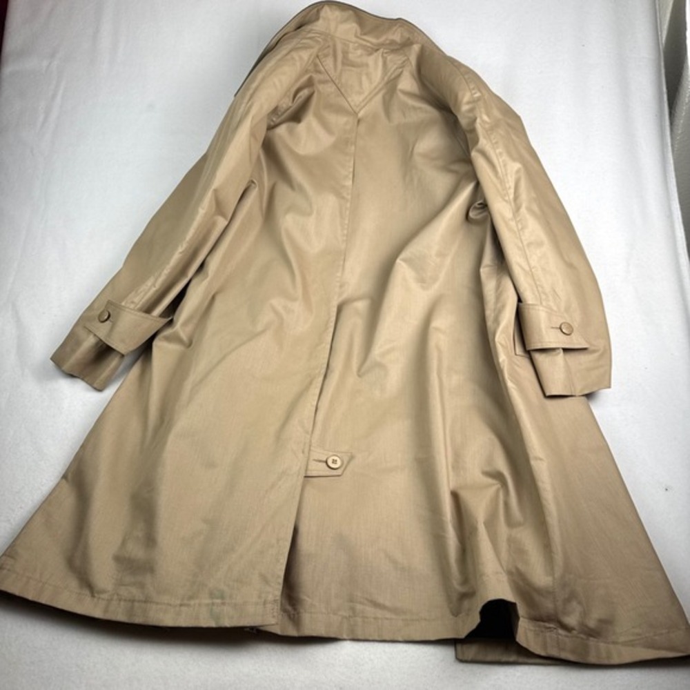 London Fog Vintage Trench Coat Tan Khaki Navy Blue Zip Out Liner Womens 6‎ Pet - Picture 2 of 7